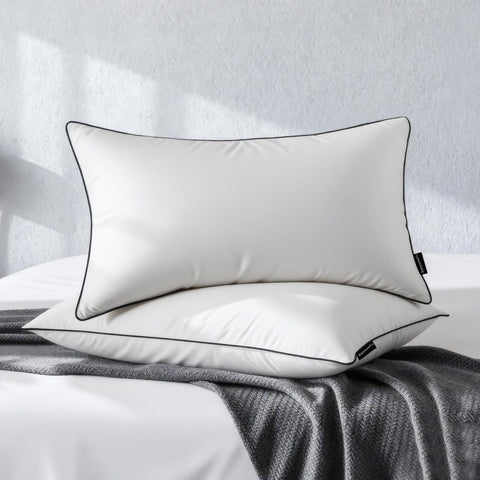 Sanivosily feather down pillow queen 2-pack on bed, plush support for a restful night