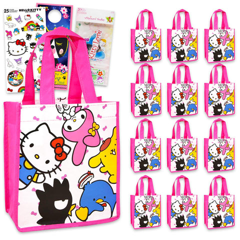 SANRIO Hello Kitty and Friends tote bags with colorful character artwork for party favors