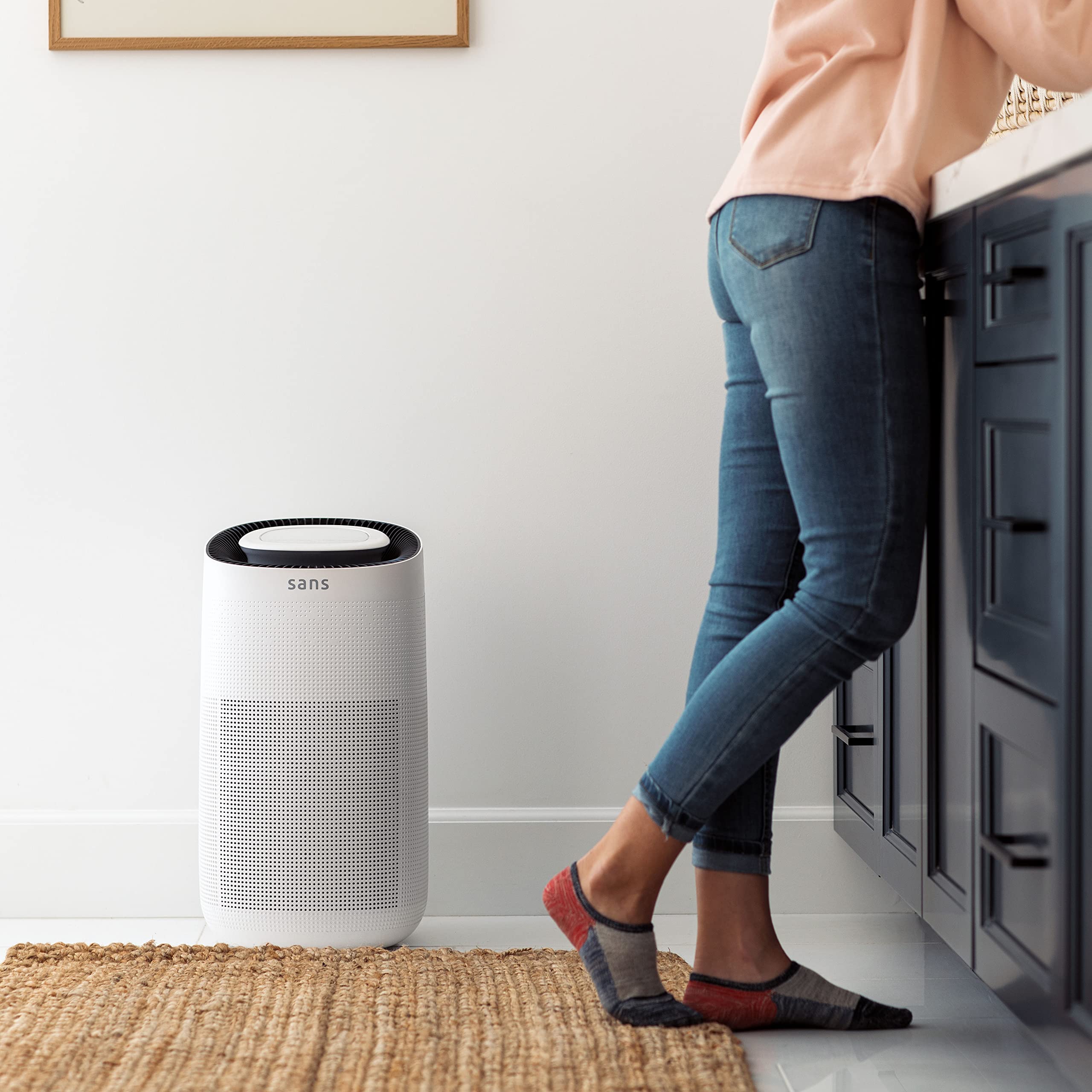 Sans purifier in sleep mode with lights off for quiet nighttime use
