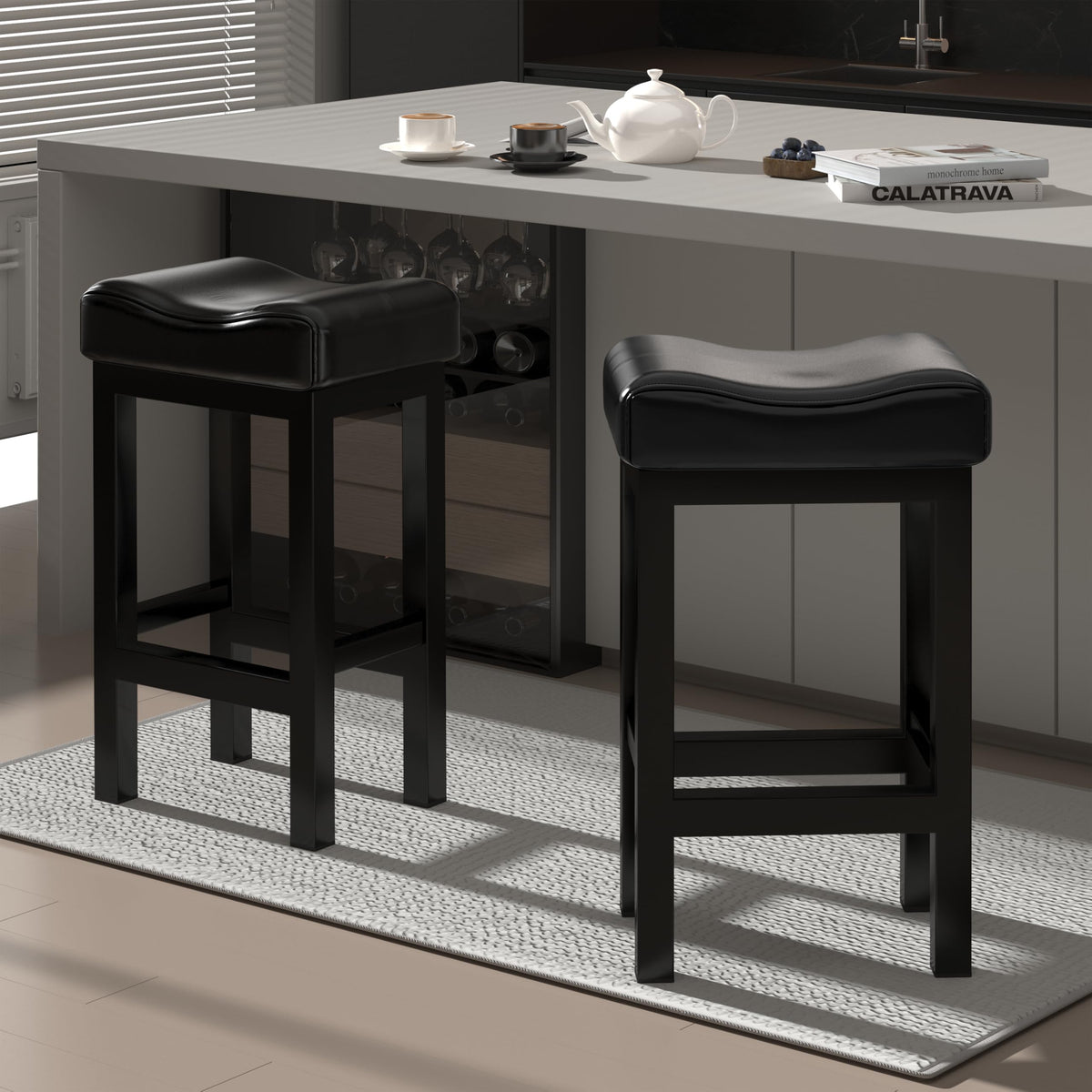 SANUMY bar stools 30-inch counter height with saddle seats for kitchen island seating