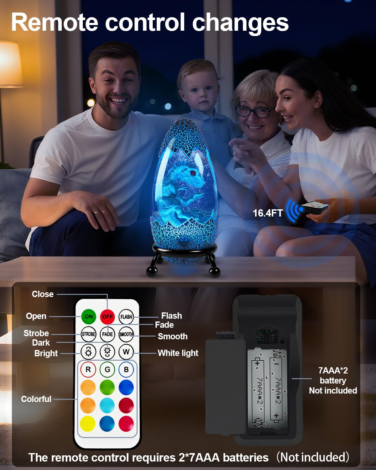 SANZHIGUO Dinosaur Egg Lamp color-changing modes for party decor