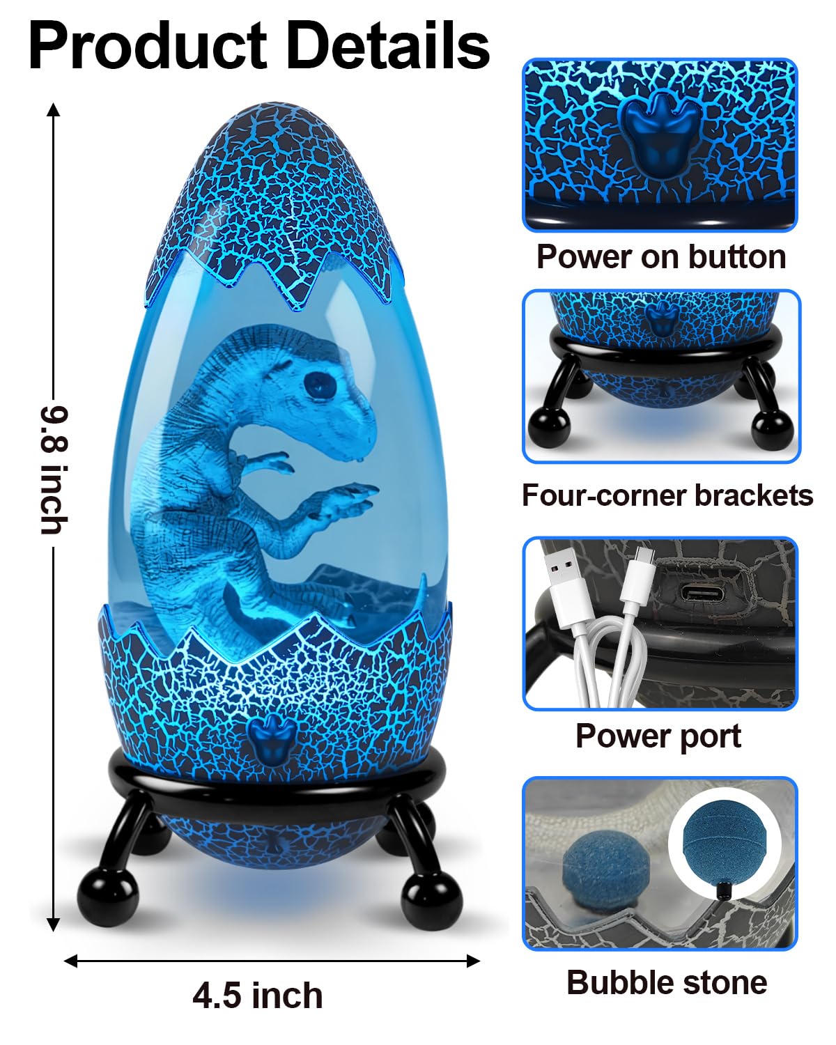 SANZHIGUO Dinosaur Egg Lamp touch-control option for quick adjustments