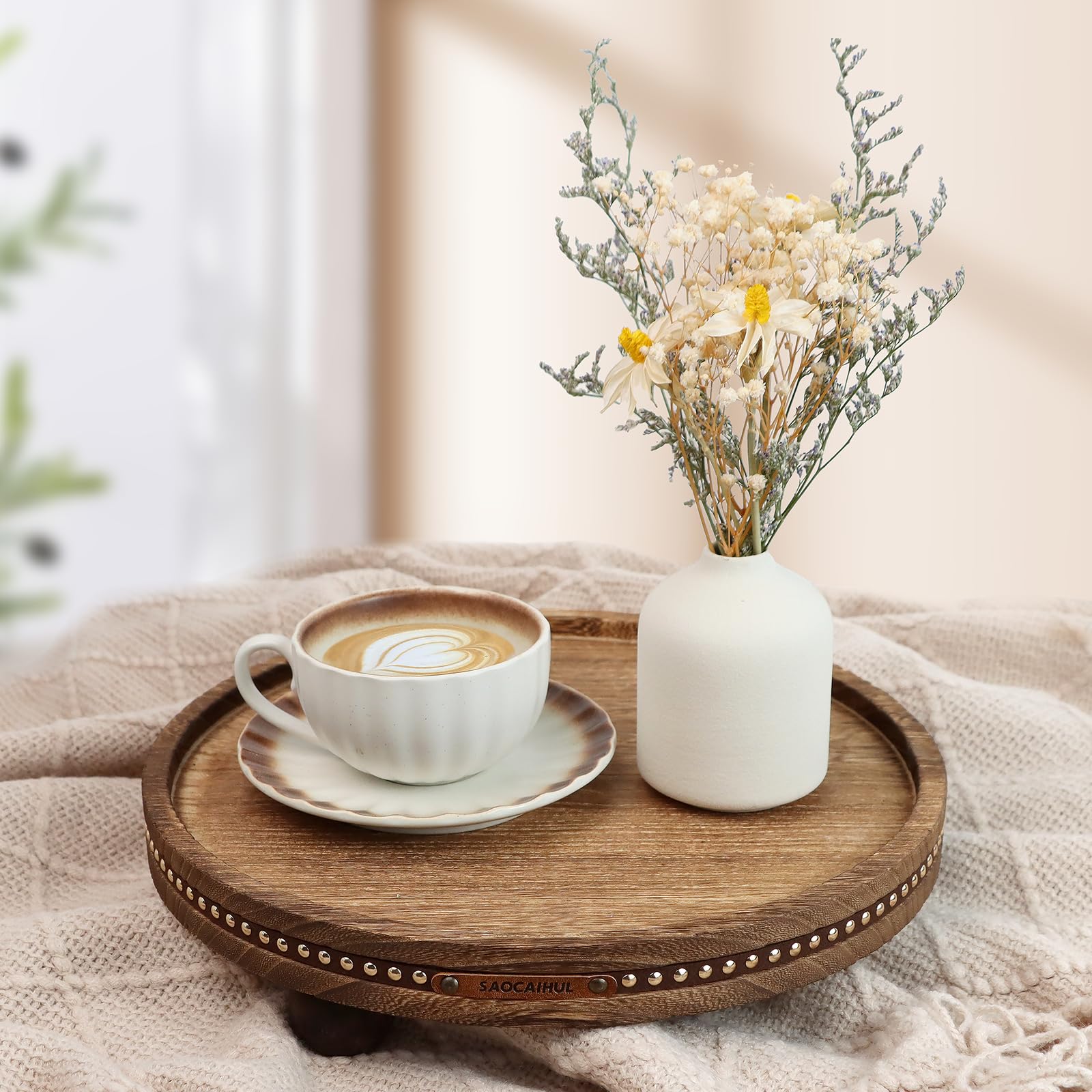 SAOCAIHUL black wood grain finish tray enhances modern living spaces