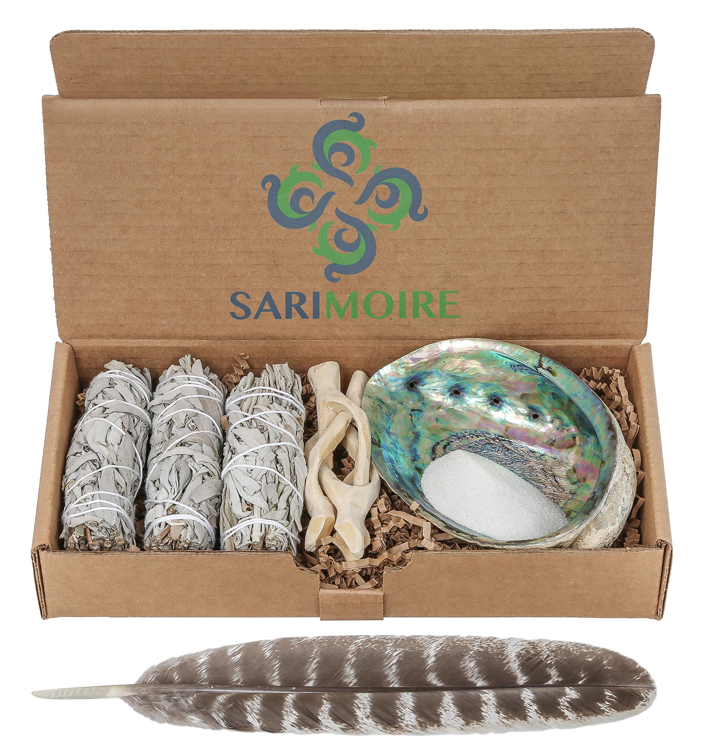 Sarimoire Sage Smudge Kit with abalone shell for cleansing spaces and setting intentions.