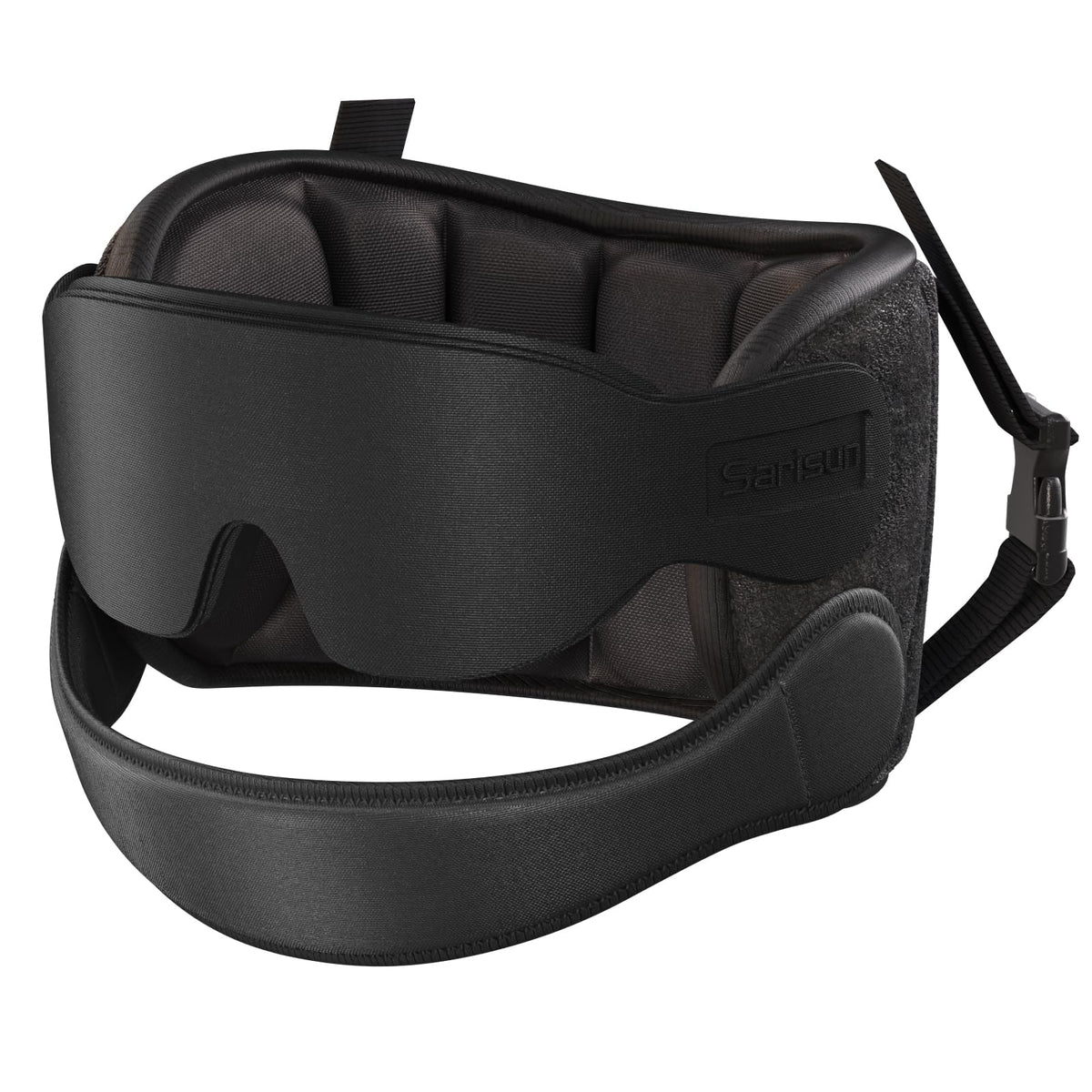 SARISUN airplane pillow with chin strap stabilizes your neck for restful flight