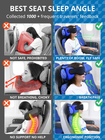 SARISUN travel pillow helps prevent neck discomfort during flights.
