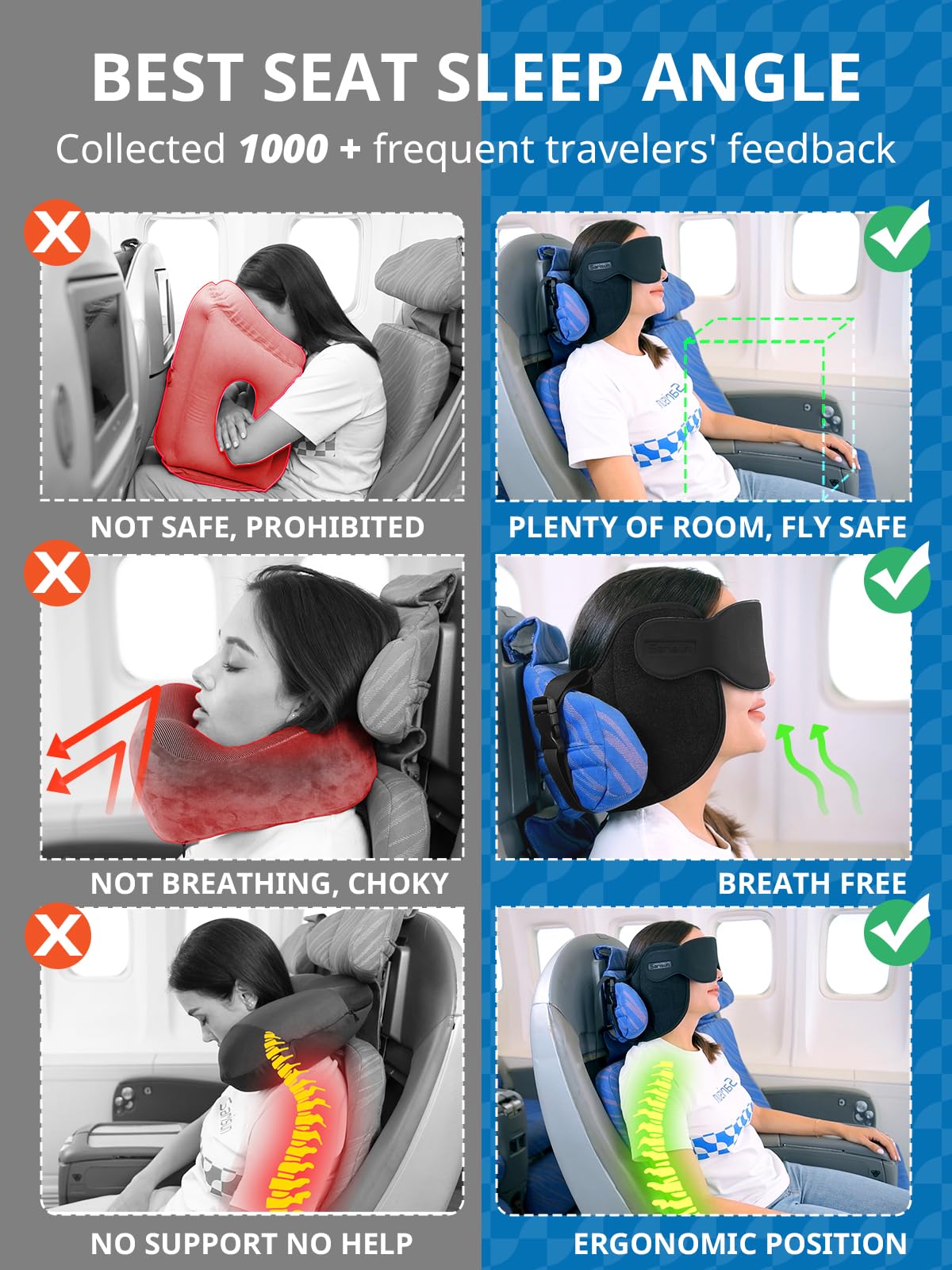 SARISUN pillow with compact storage bag for easy carrying