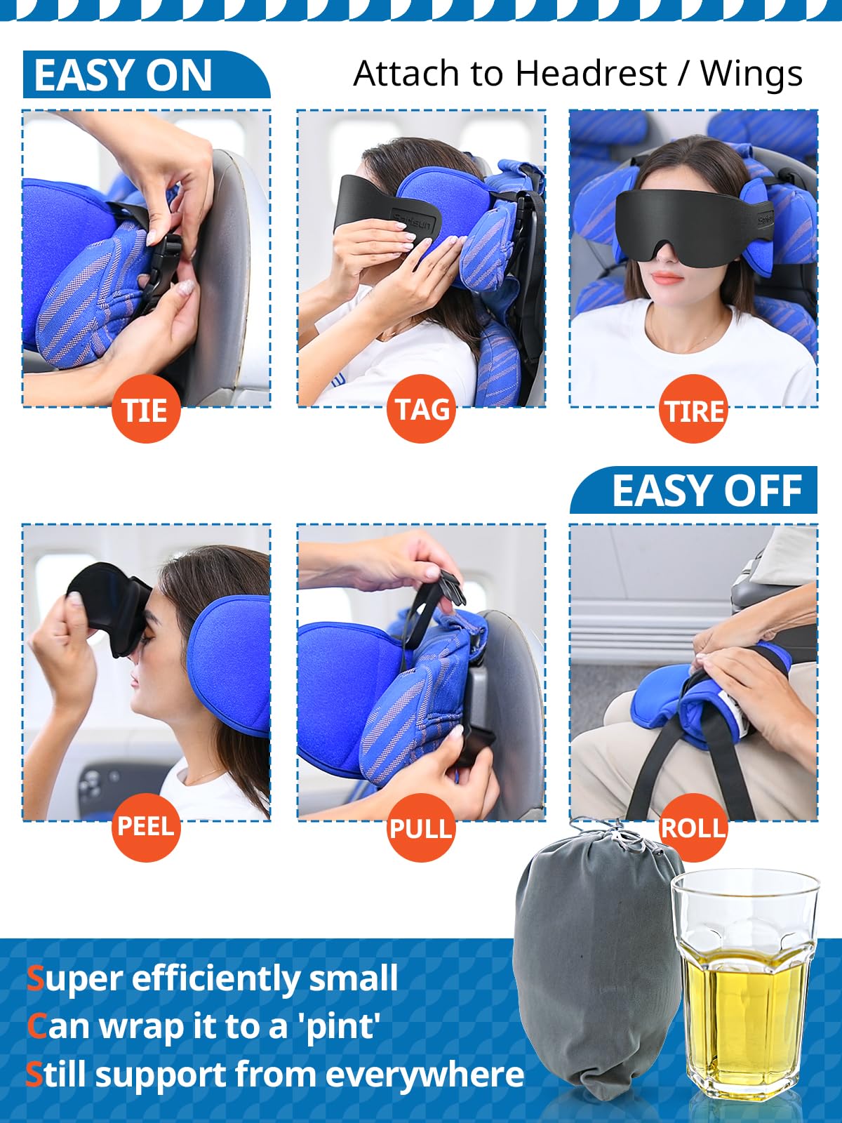SARISUN eye mask integrated pillow enhances bedtime comfort in transit.