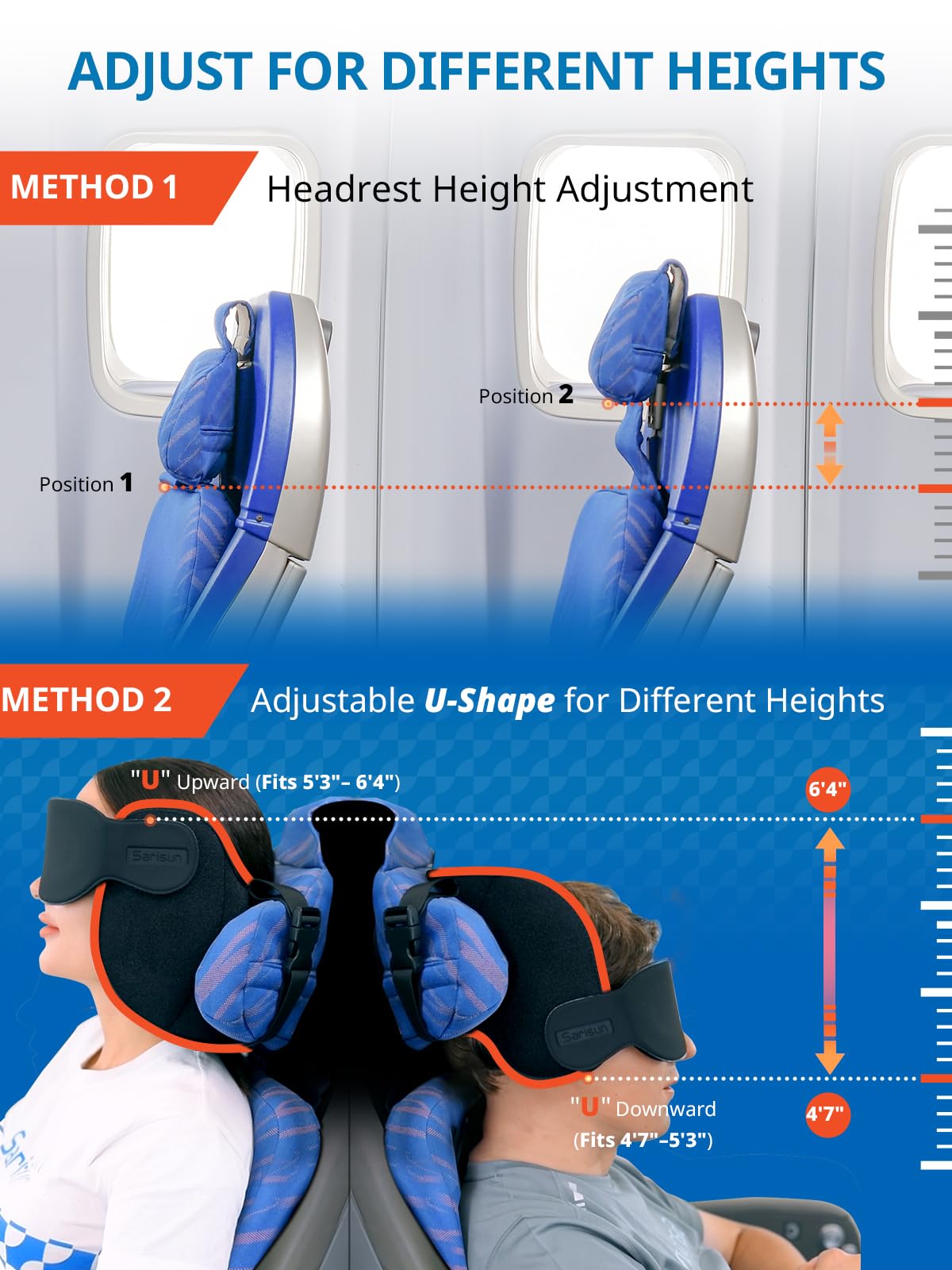 SARISUN pillow fits headrest equipped seats for personalized support