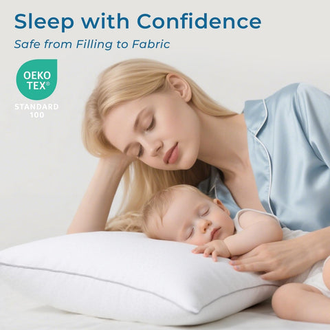 Sasttie pillow with satin piping adds durability and elegant bedroom style