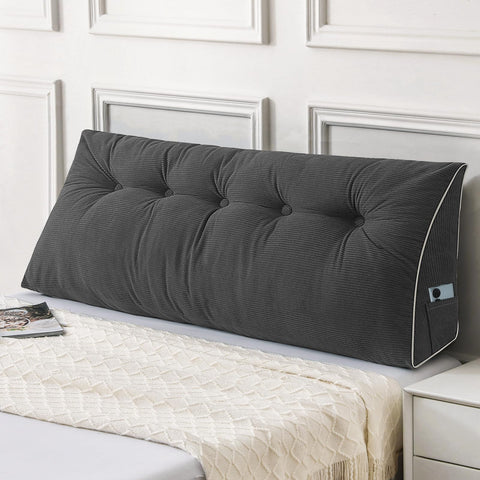 Sasttie headboard pillow queen wedge on bed enables cozy reading.