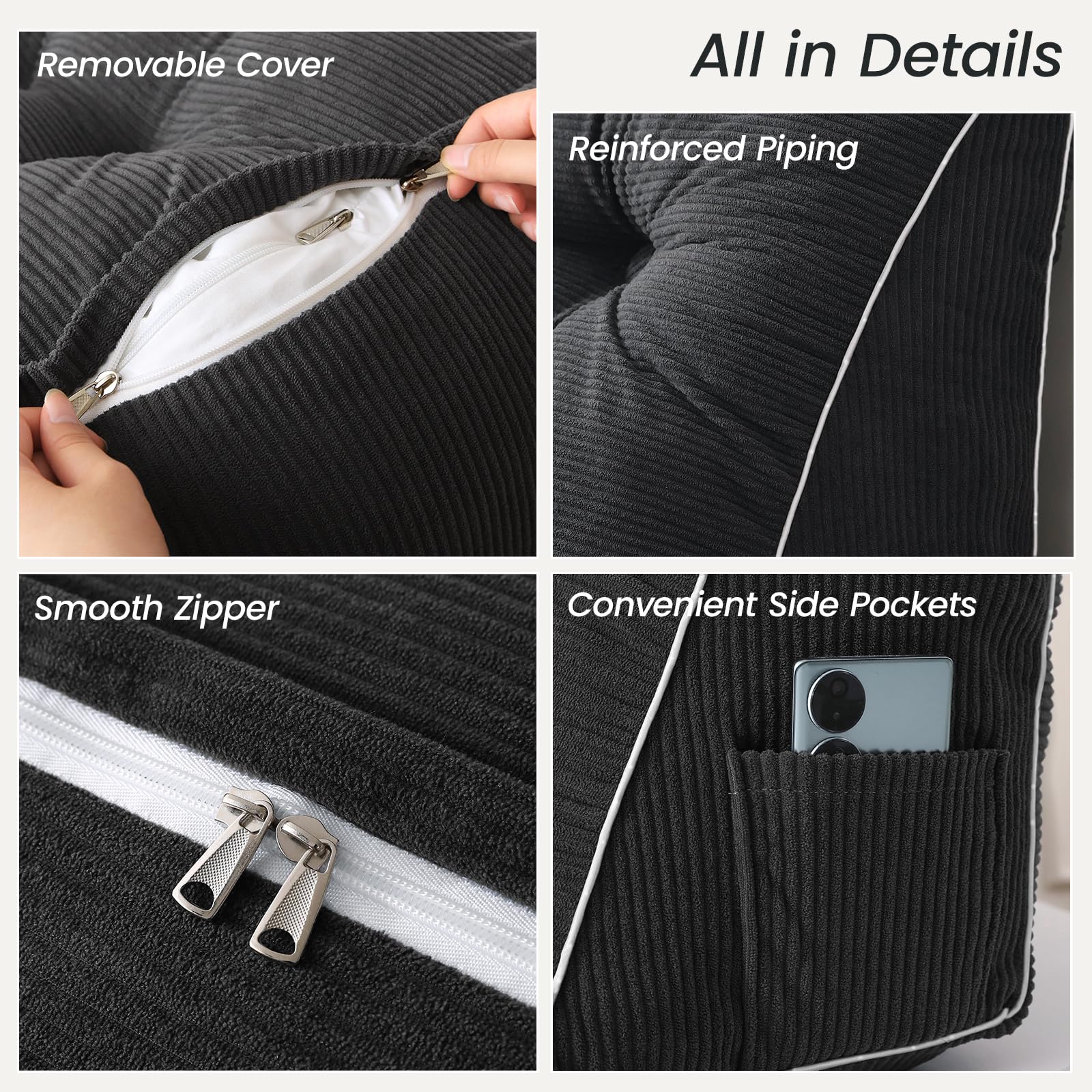 Sasttie velvet cover with metal zipper for easy cleaning.