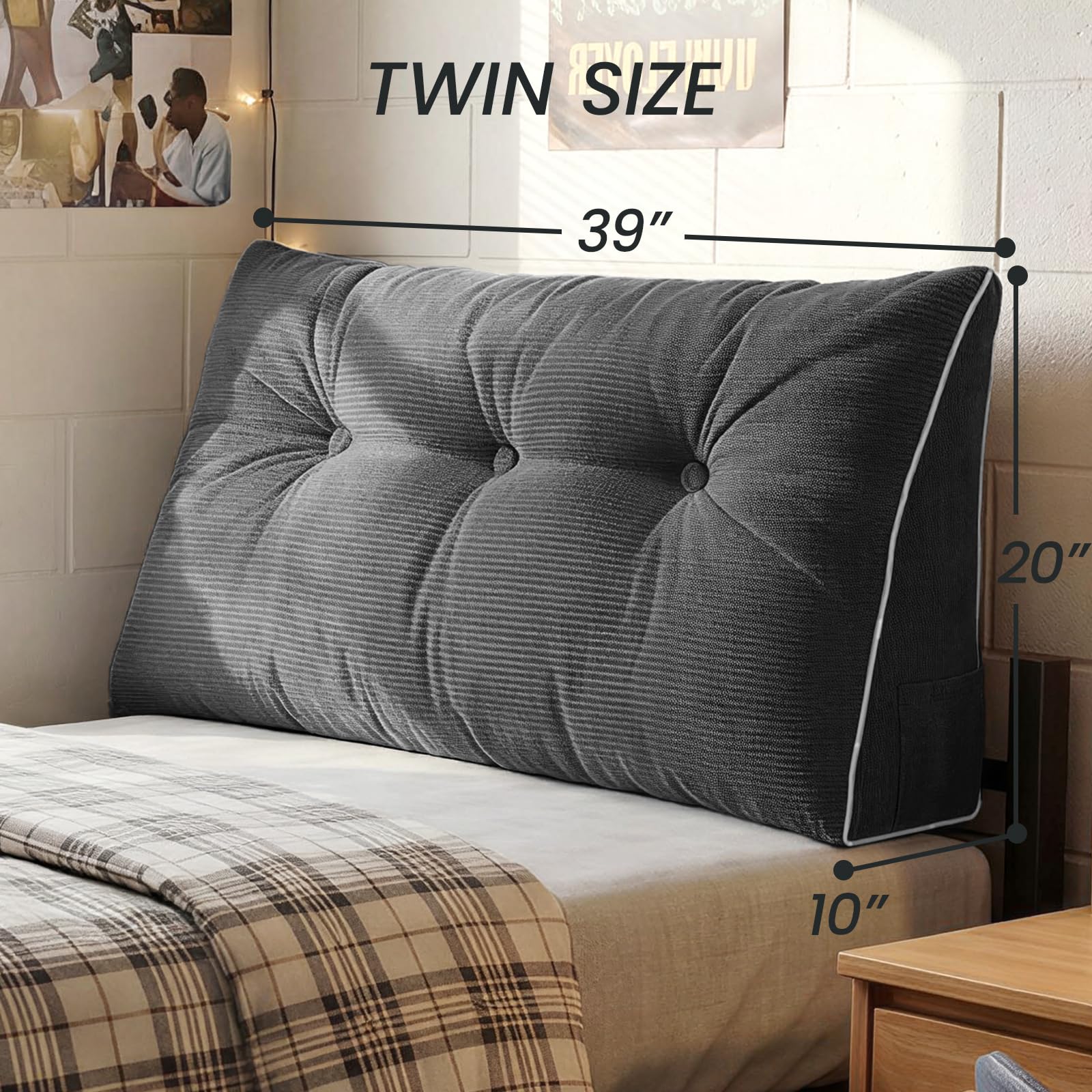 Sasttie headboard pillow removable zipper for easy cleaning.