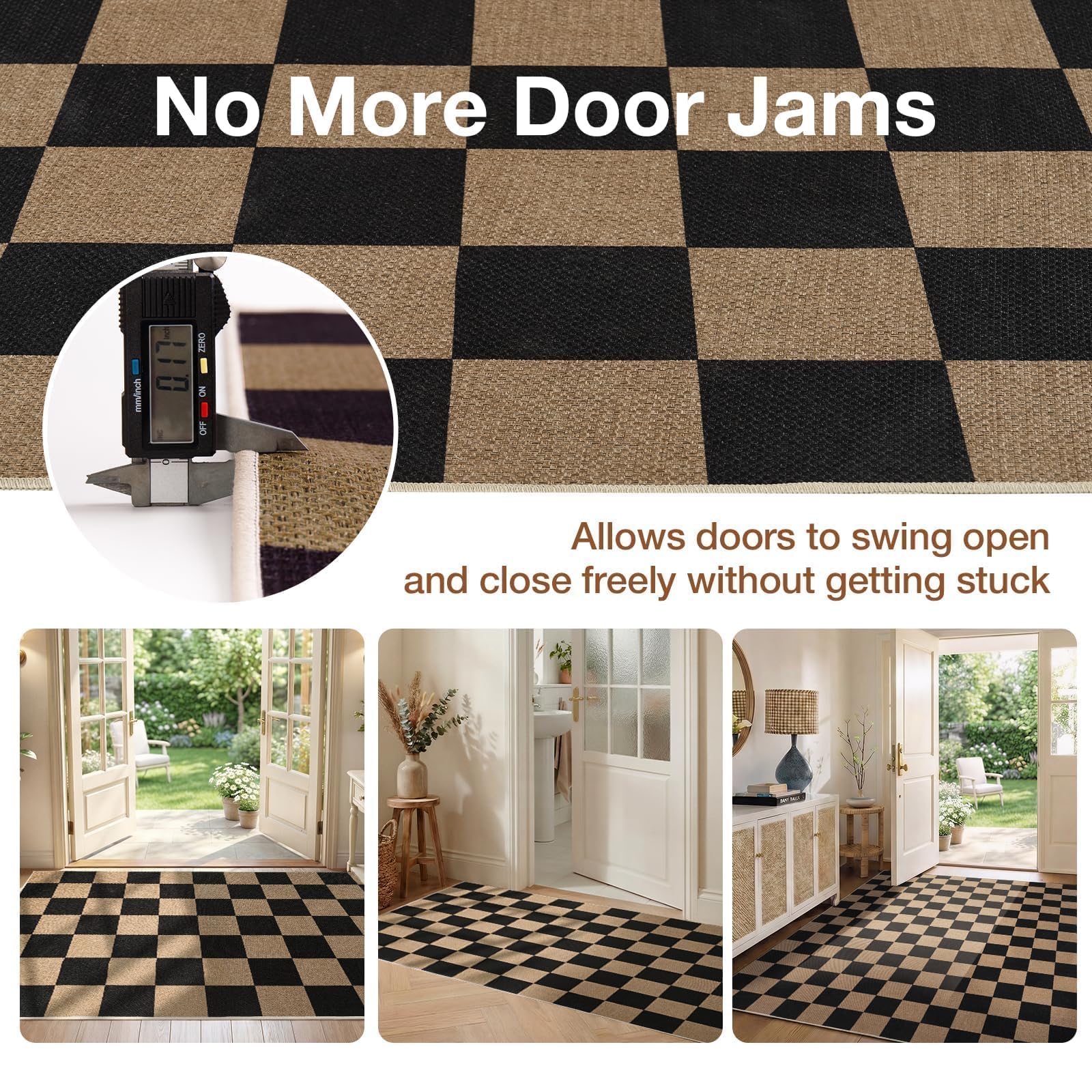 Sasttie heavy-duty backing entryway rug stays put on busy floors.