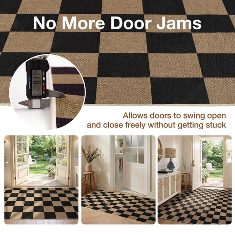 Sasttie heavy-duty backing entryway rug stays put on busy floors.