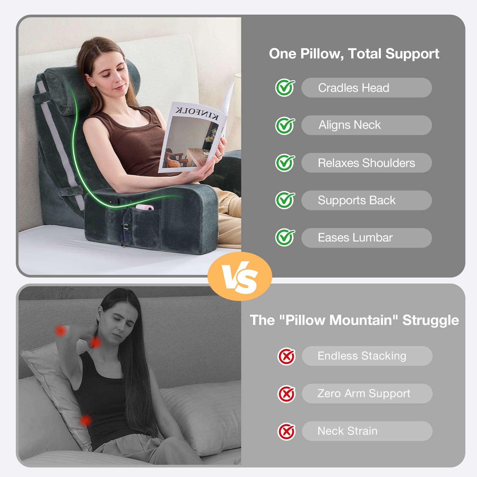 Sasttie Memory-Foam Back Support delivers plush comfort and durable structure.