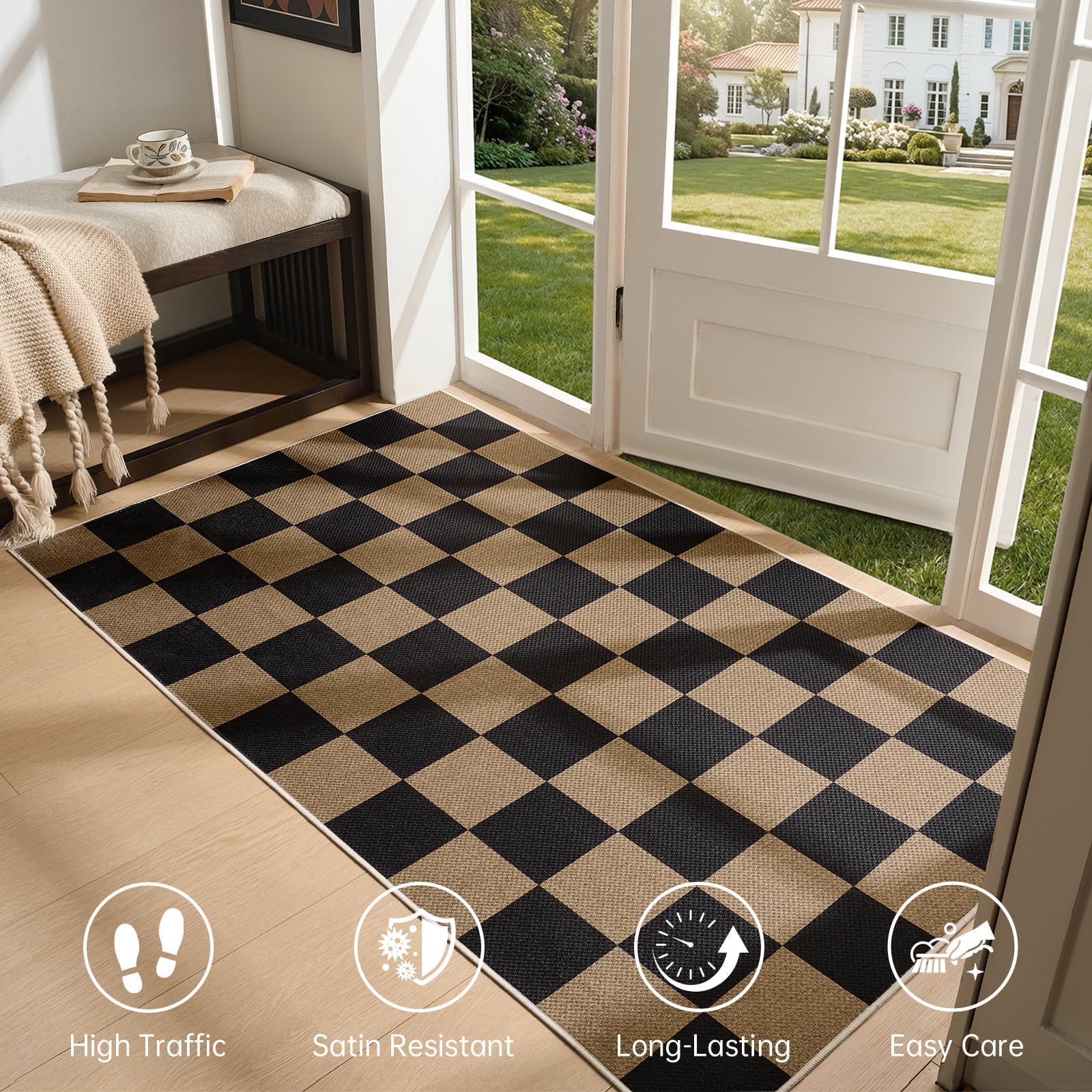 Sasttie non-slip entryway mat ensures stable footing at the front door.
