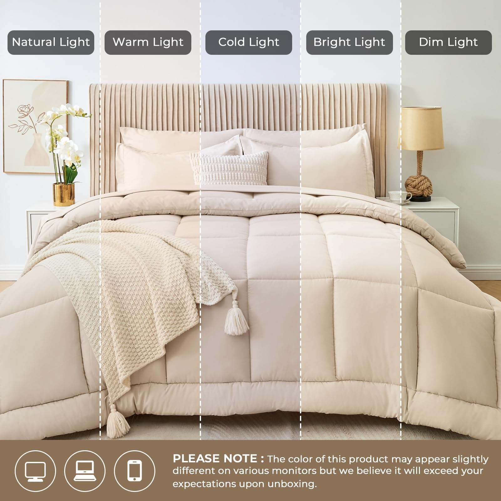 Sasttie bed with beige tones demonstrates a stylish, harmonious sleep space