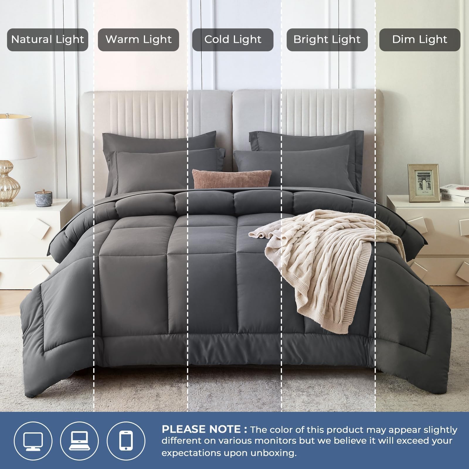 Sasttie Queen Comforter Set contents image communicates complete bedding in a bag
