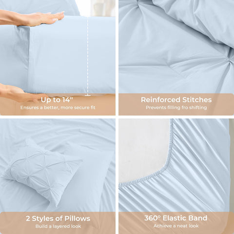 Sasttie Queen Comforter Set reinforced stitching keeps fill evenly distributed.