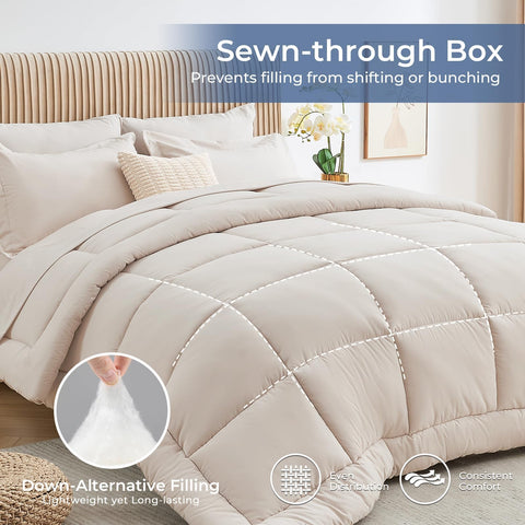 Sasttie queen flat sheet beige highlights breathable fabric for quiet nights