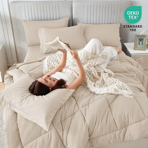 Sasttie pillowcases beige pair with comforter for a coordinated look