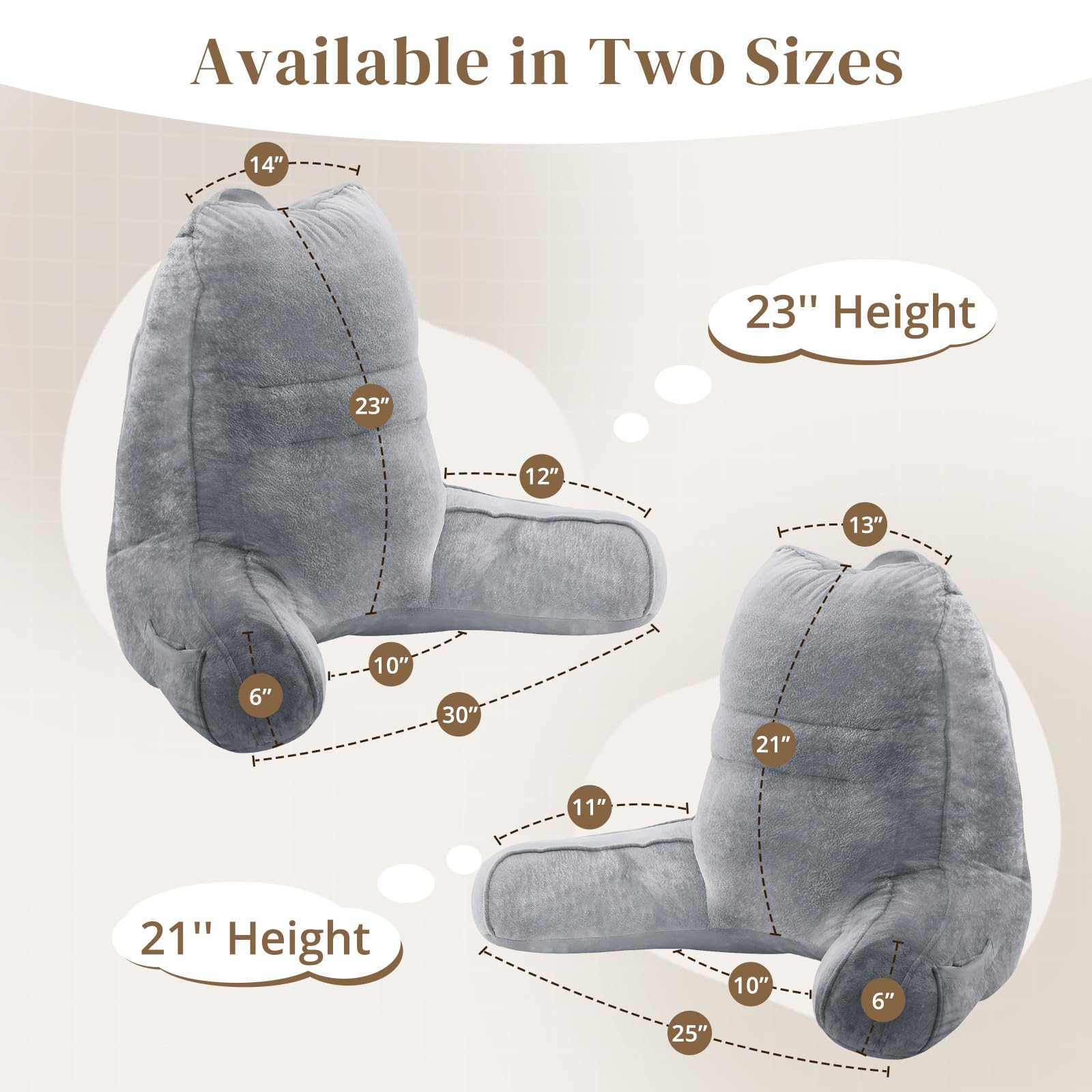 Sasttie Reading Pillow shows 21-inch height to improve posture during lounging