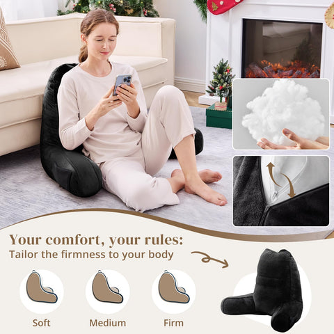 Sasttie Reading Pillow at 21-inch height provides extra elevation for upright seating.