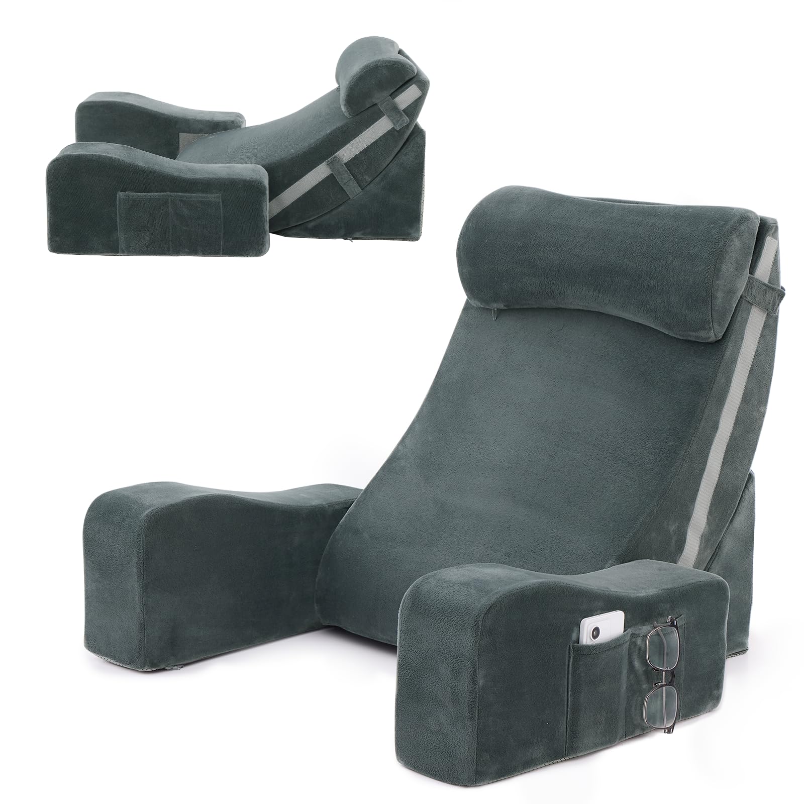 Sasttie Reading Pillow with Armrests offers adjustable comfort for bed reading.