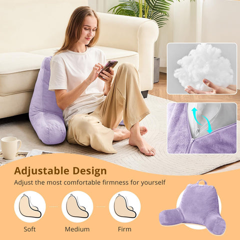 Sasttie back rest with arms supports neck and spine while reading in bed
