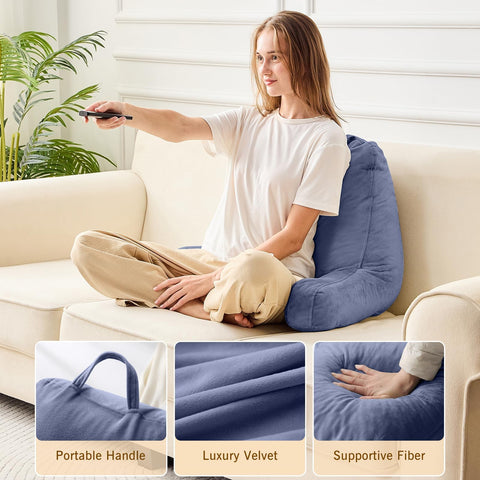 Sasttie reading pillow back support demonstrates firm, comfy ergonomics.