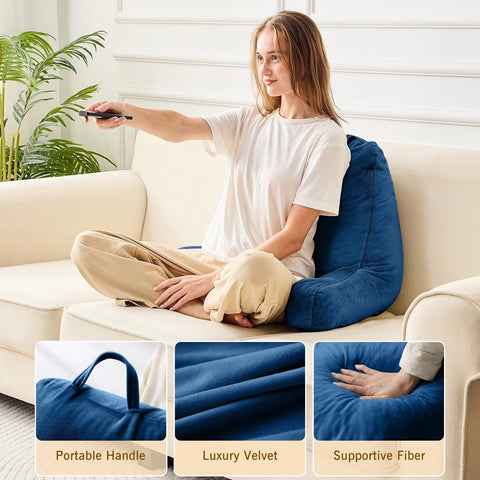 Sasttie reading pillow with arms supports neck while reading in bed