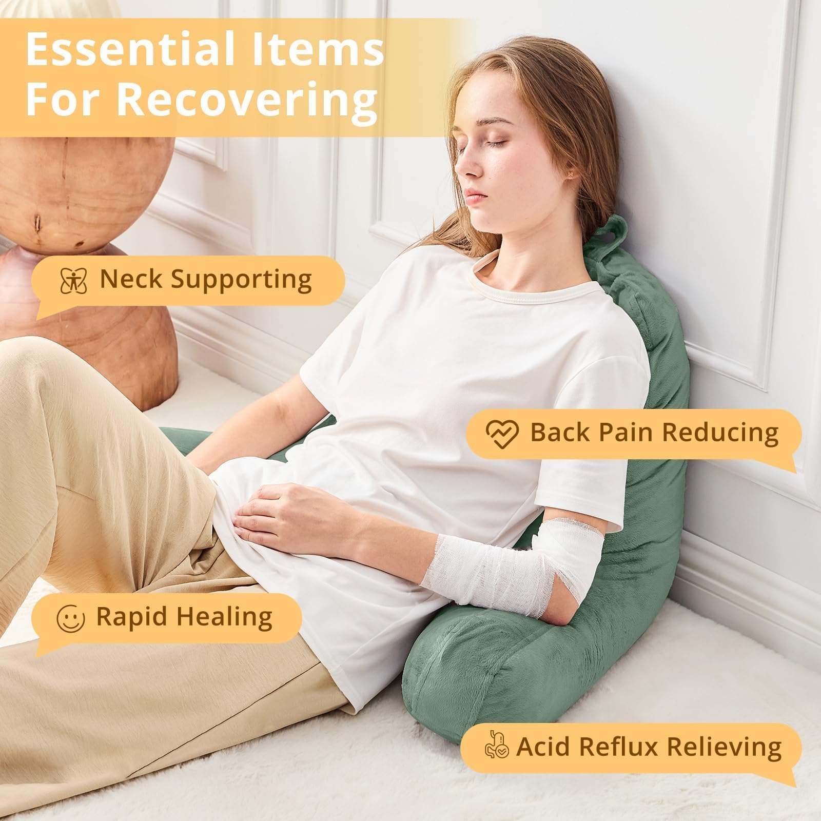 Sasttie Reading Pillow with carry handle enables easy transport around home.