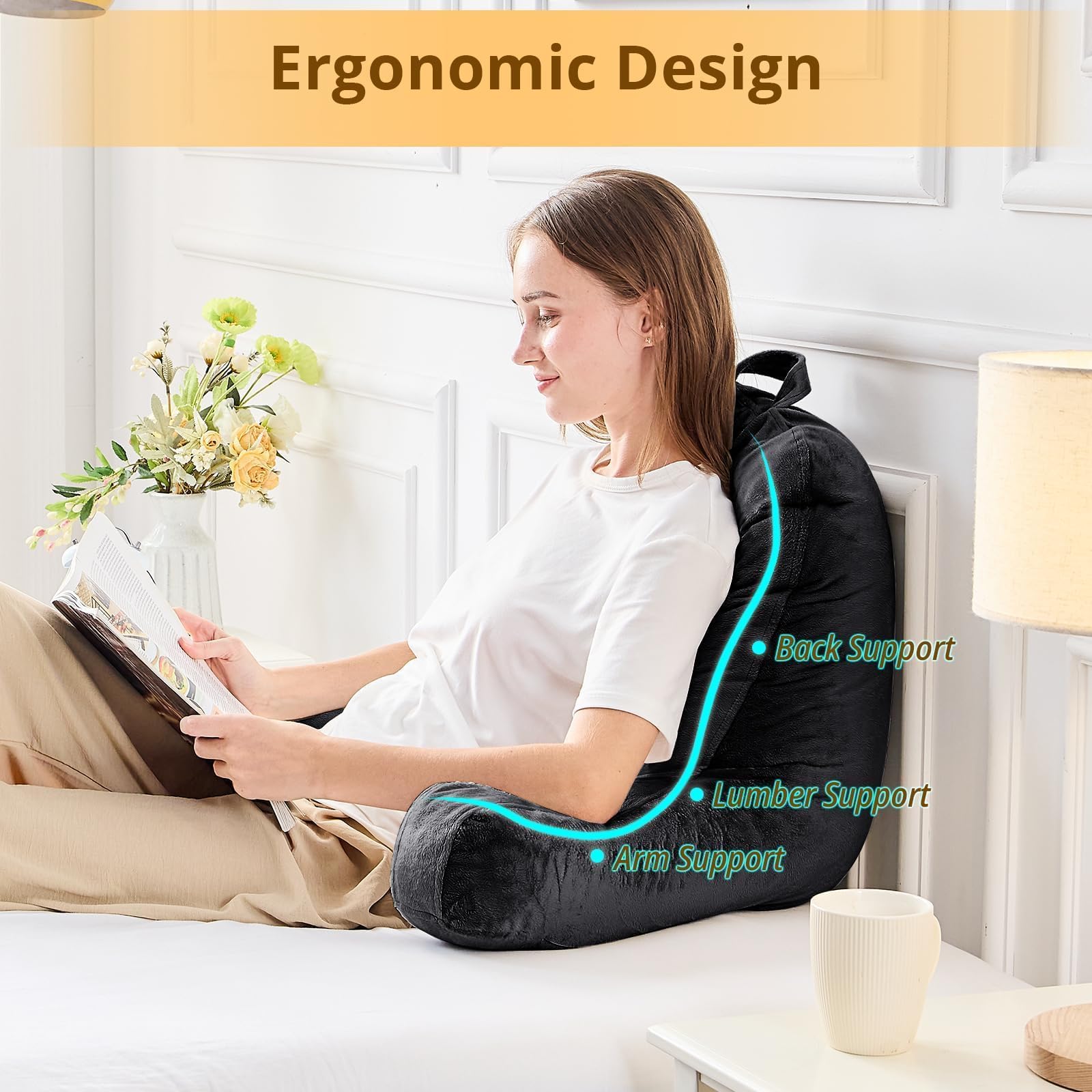 Sasttie Reading Pillow suited for couch use during evenings.