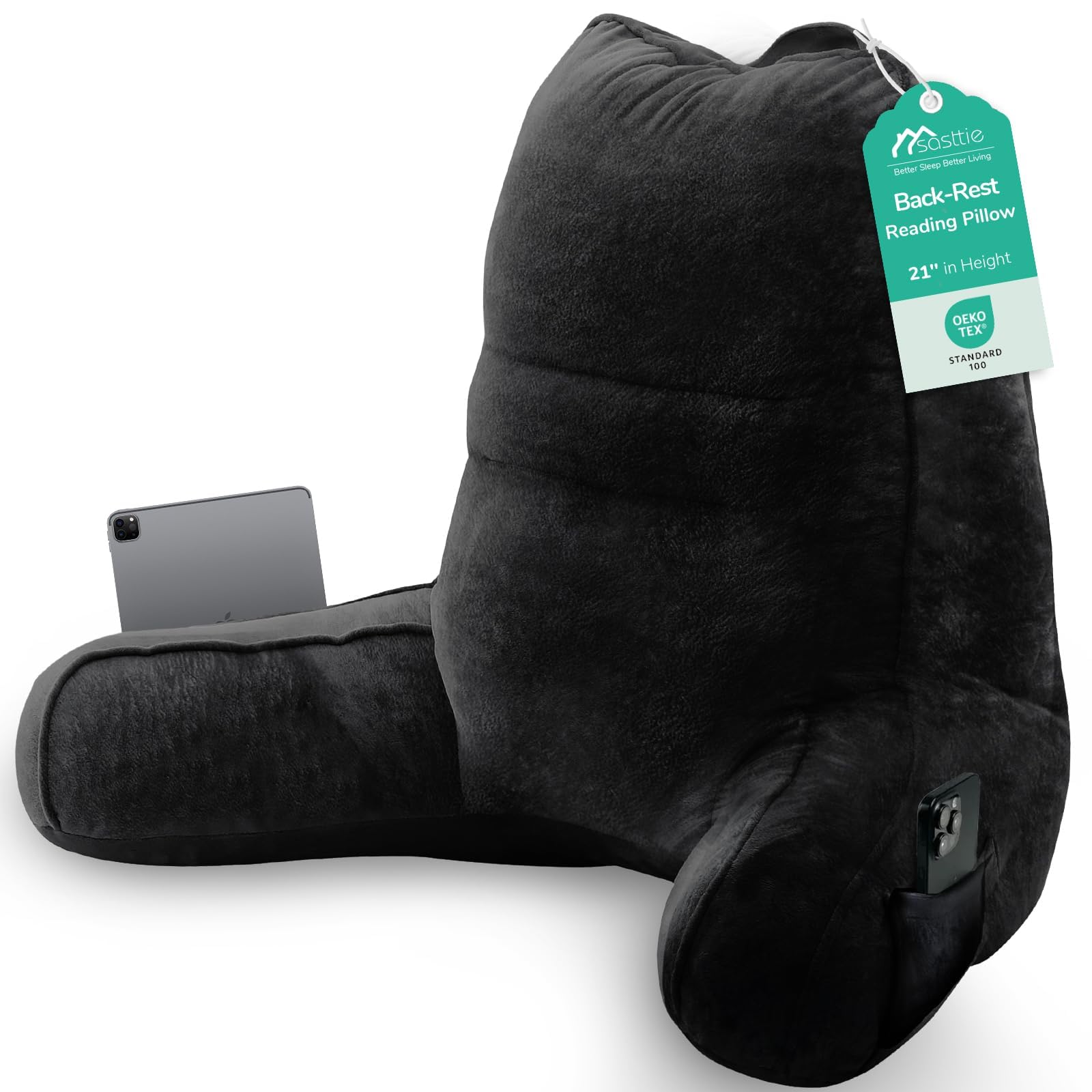 Sasttie Reading Pillow with ergonomic head and neck support for extended reading.