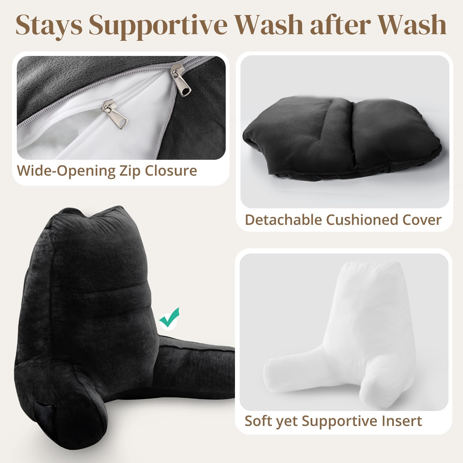 Sasttie Reading Pillow uses OEKO-TEX certified polyester filling for safe support.