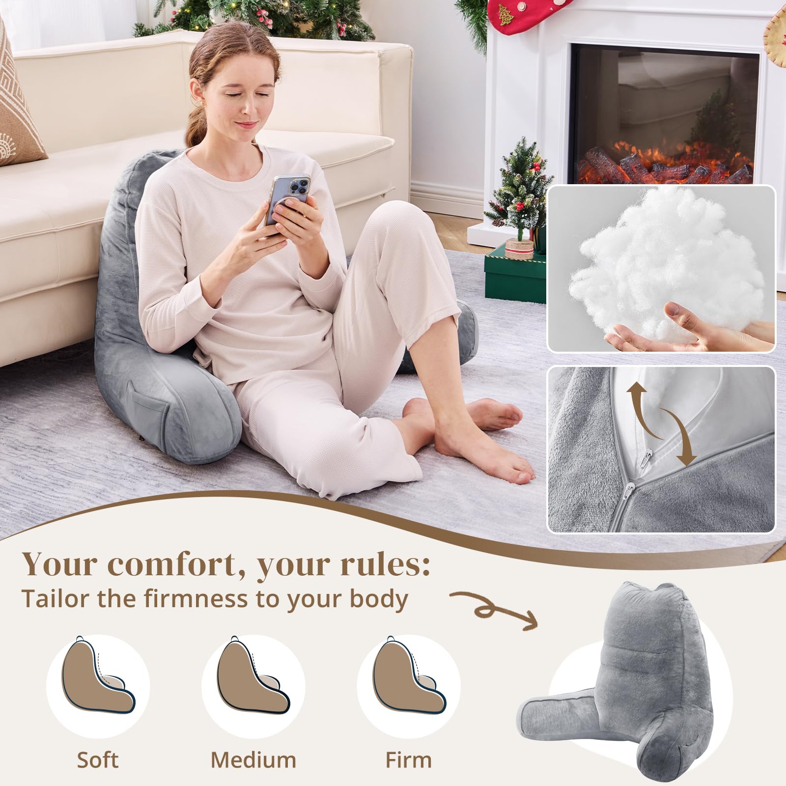 Sasttie Reading Pillow quilted cover enhances durability and even comfort
