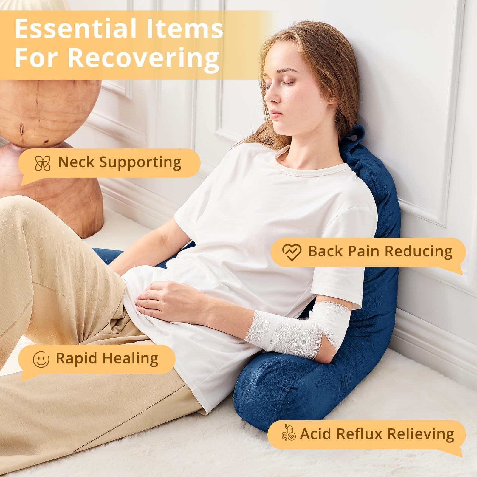 Removable cover with zipper on Sasttie reading pillow keeps cleaning simple