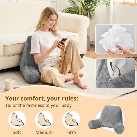 Sasttie reading pillow removable velvet cover with wide zipper for easy cleaning