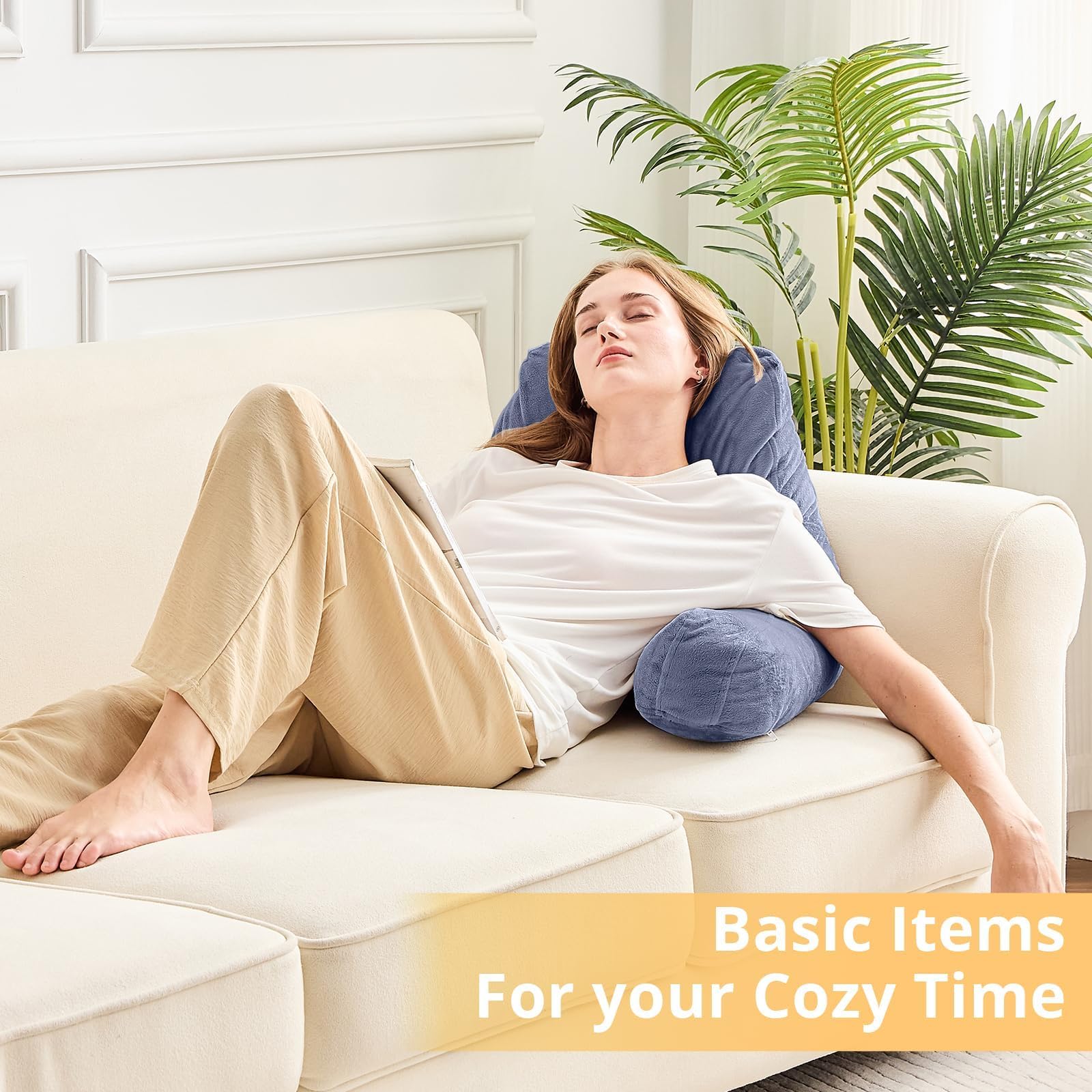Sasttie reading pillow removable velvet cover for easy washing.