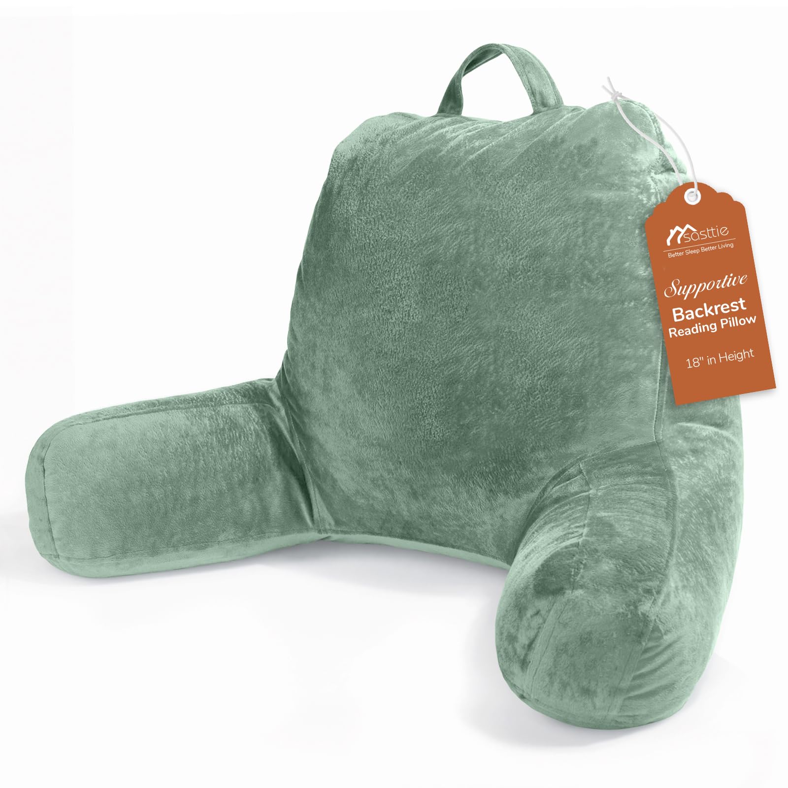 Sasttie Reading Pillow with velvet back provides plush back support for cozy reading sessions.