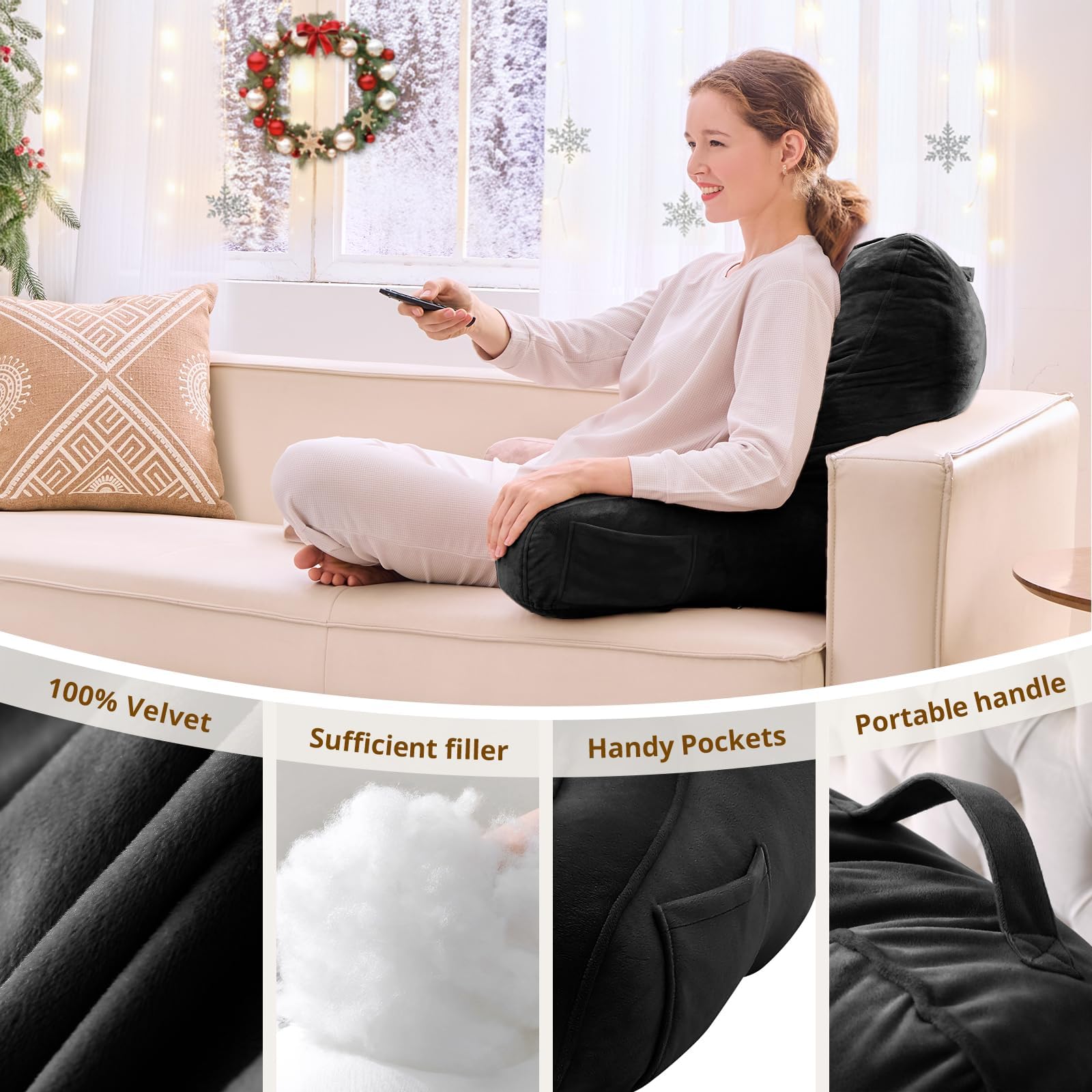 Sasttie Reading Pillow velvet exterior delivers a soft, luxurious feel during relaxation.