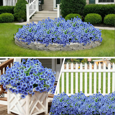 Satefello blue front porch planter with UV resistant finish for long lasting color.