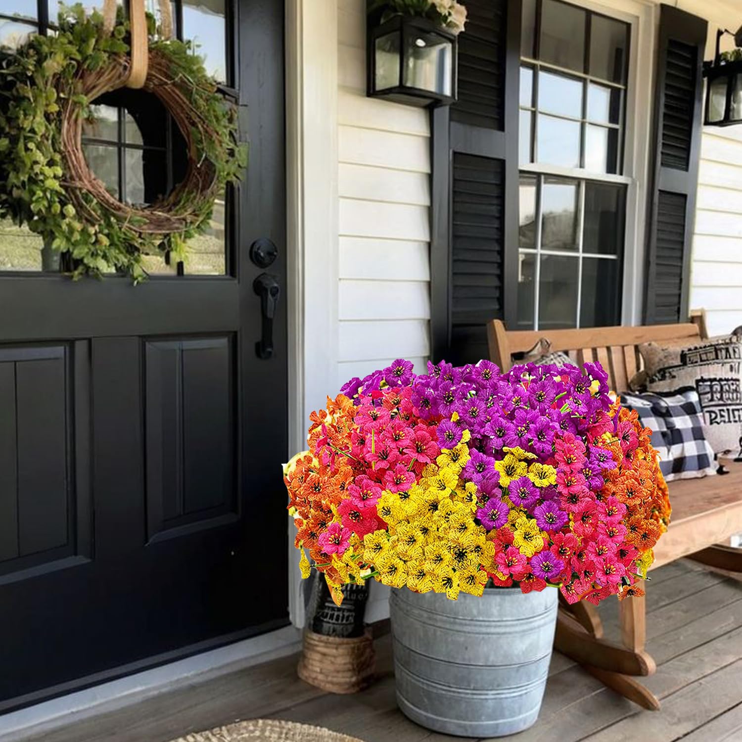 Satefello plastic plant trio for yard garden corners.