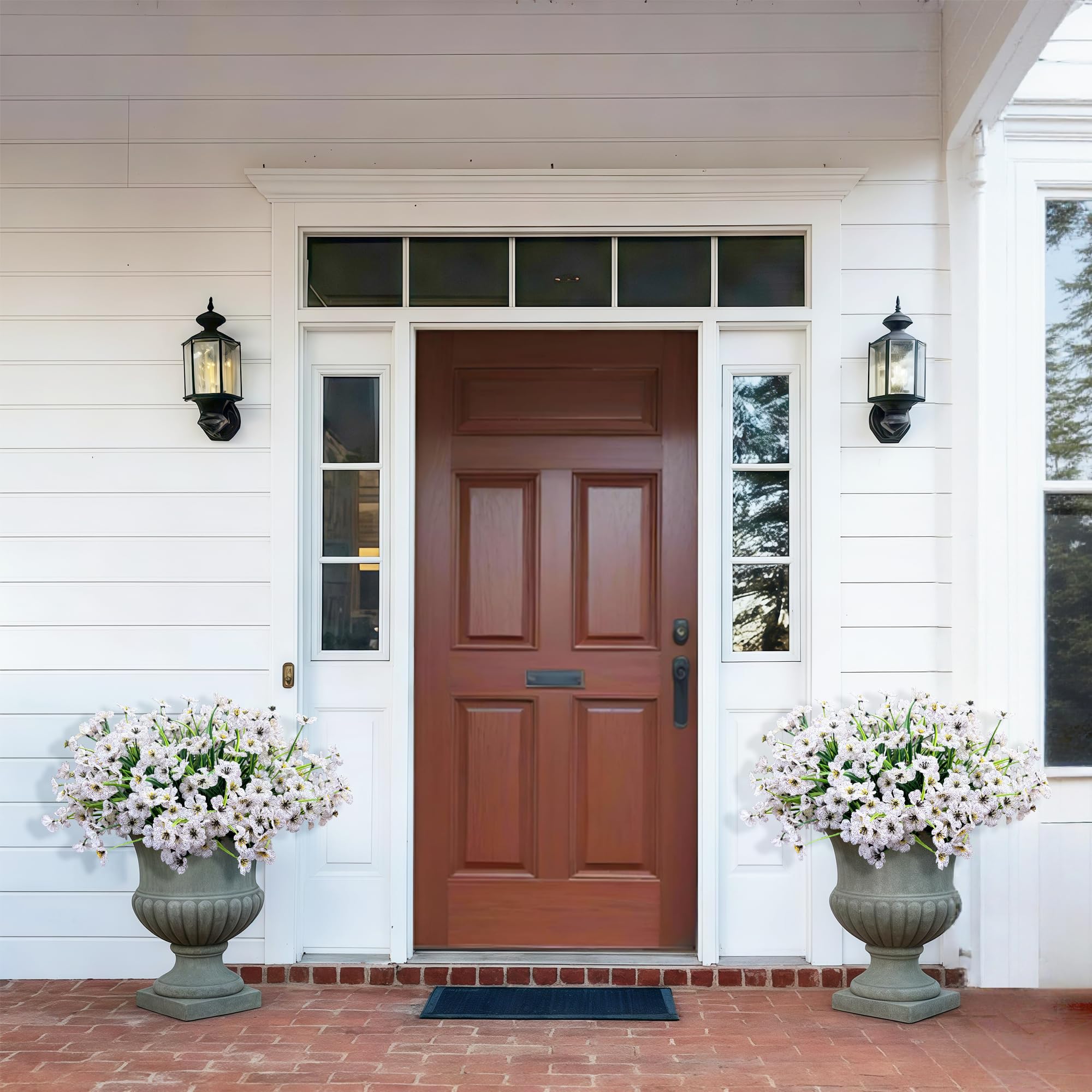Satefello window-box fake flowers decor provides vibrant year-round color.