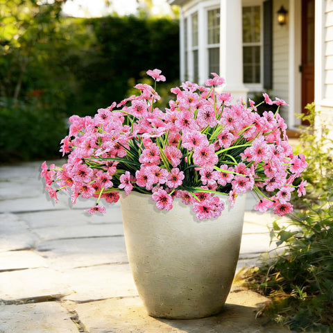 Satefello balcony decor with durable plastic plants and color.