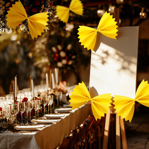 SATINIOR Italian-theme party ambiance with vibrant yellow accents.