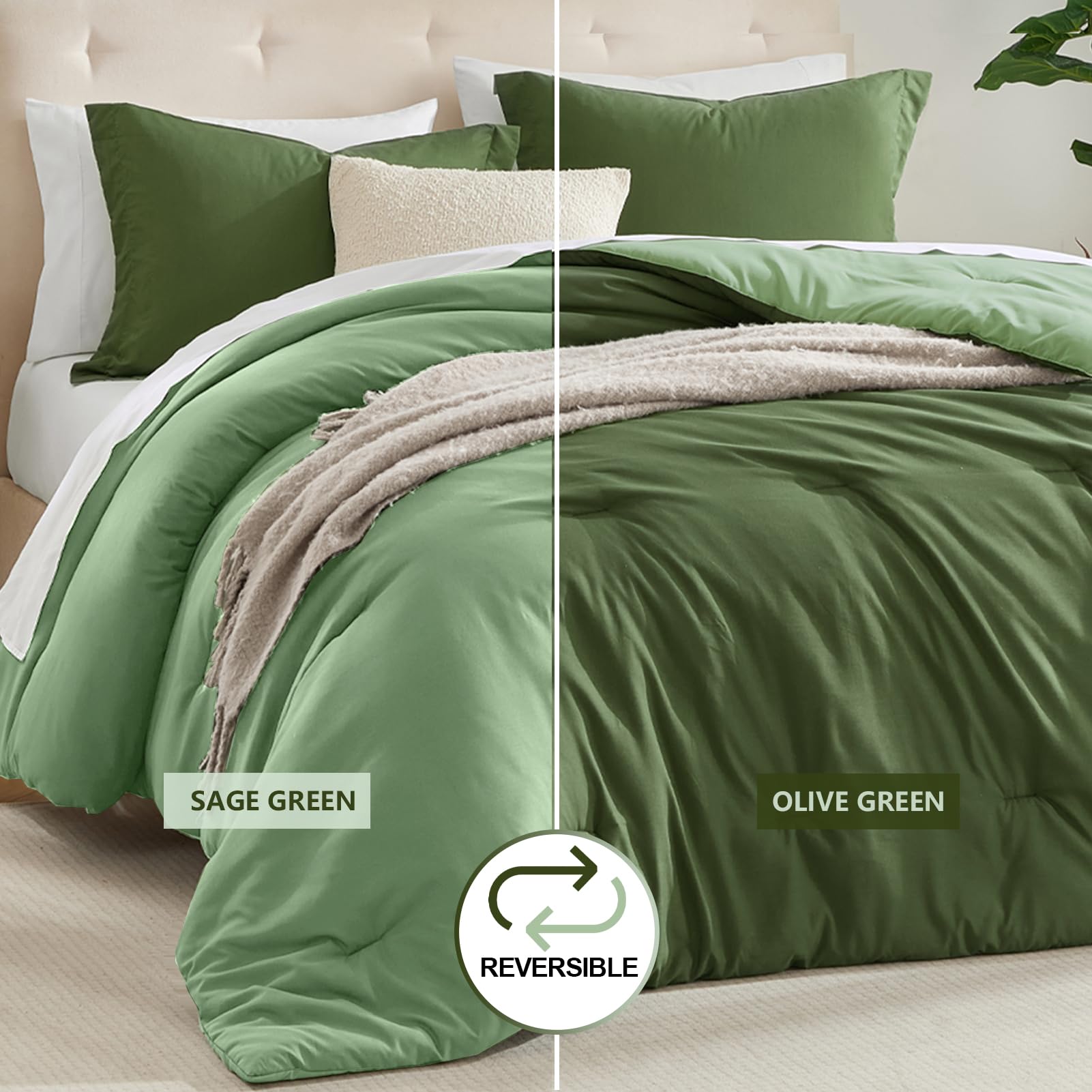Satisomnia Green Queen Comforter Set on bed highlights soft fabric and cozy warmth