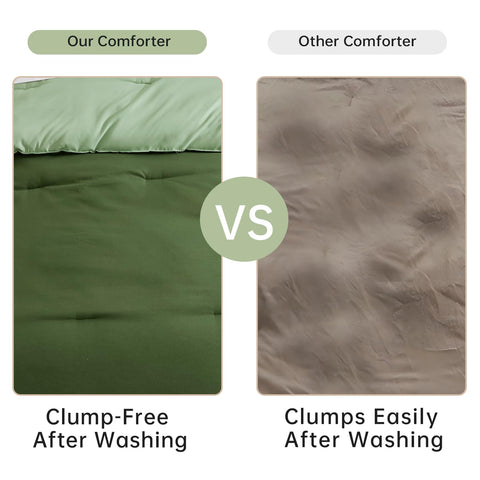 Satisomnia Green Queen Comforter Set reverse olive and sage design offers versatile decor options