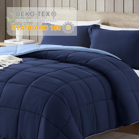 Satisomnia navy-side close-up highlights plush microfiber texture.